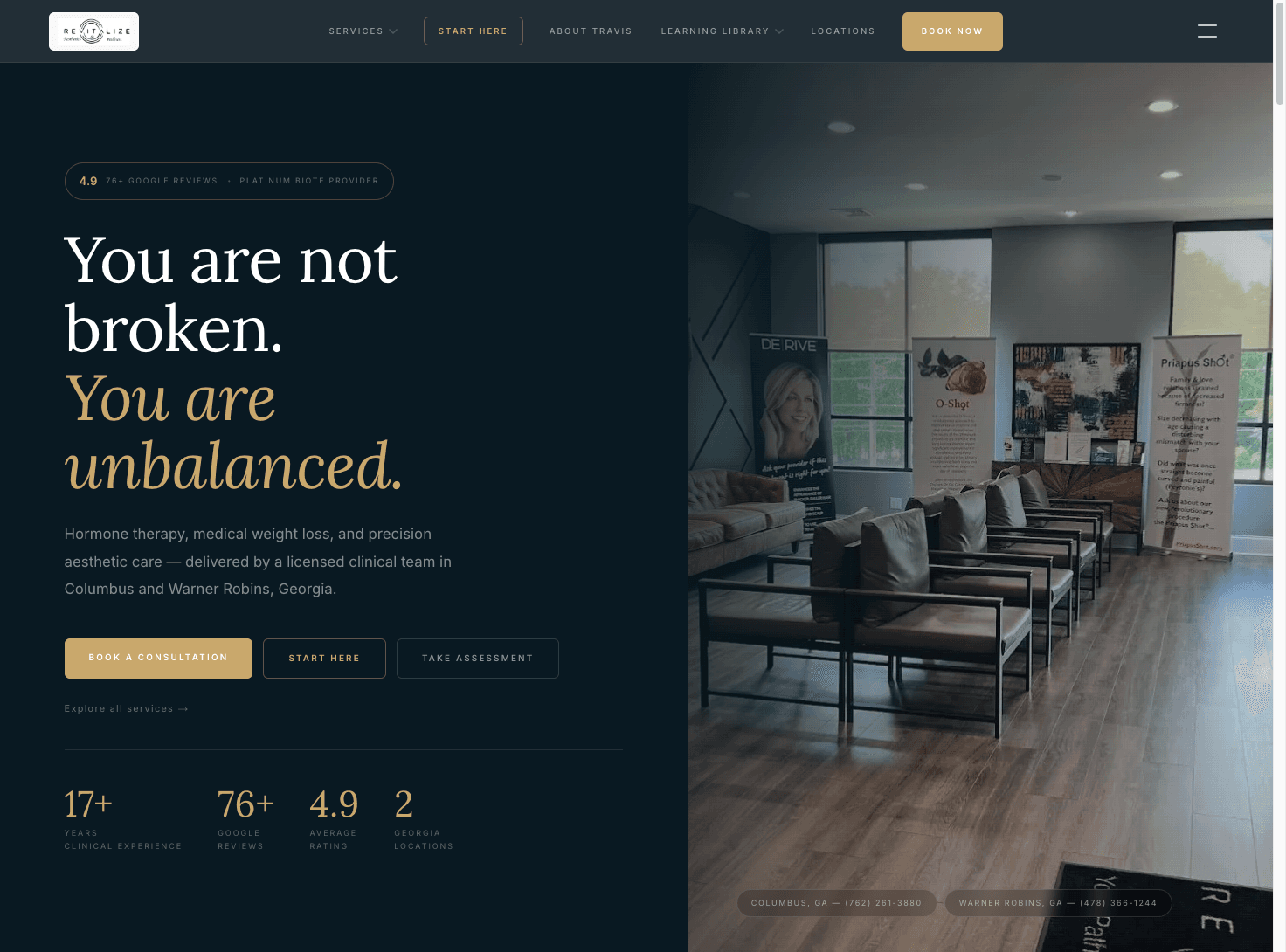 Revitalize Aesthetics & Wellness — homepage